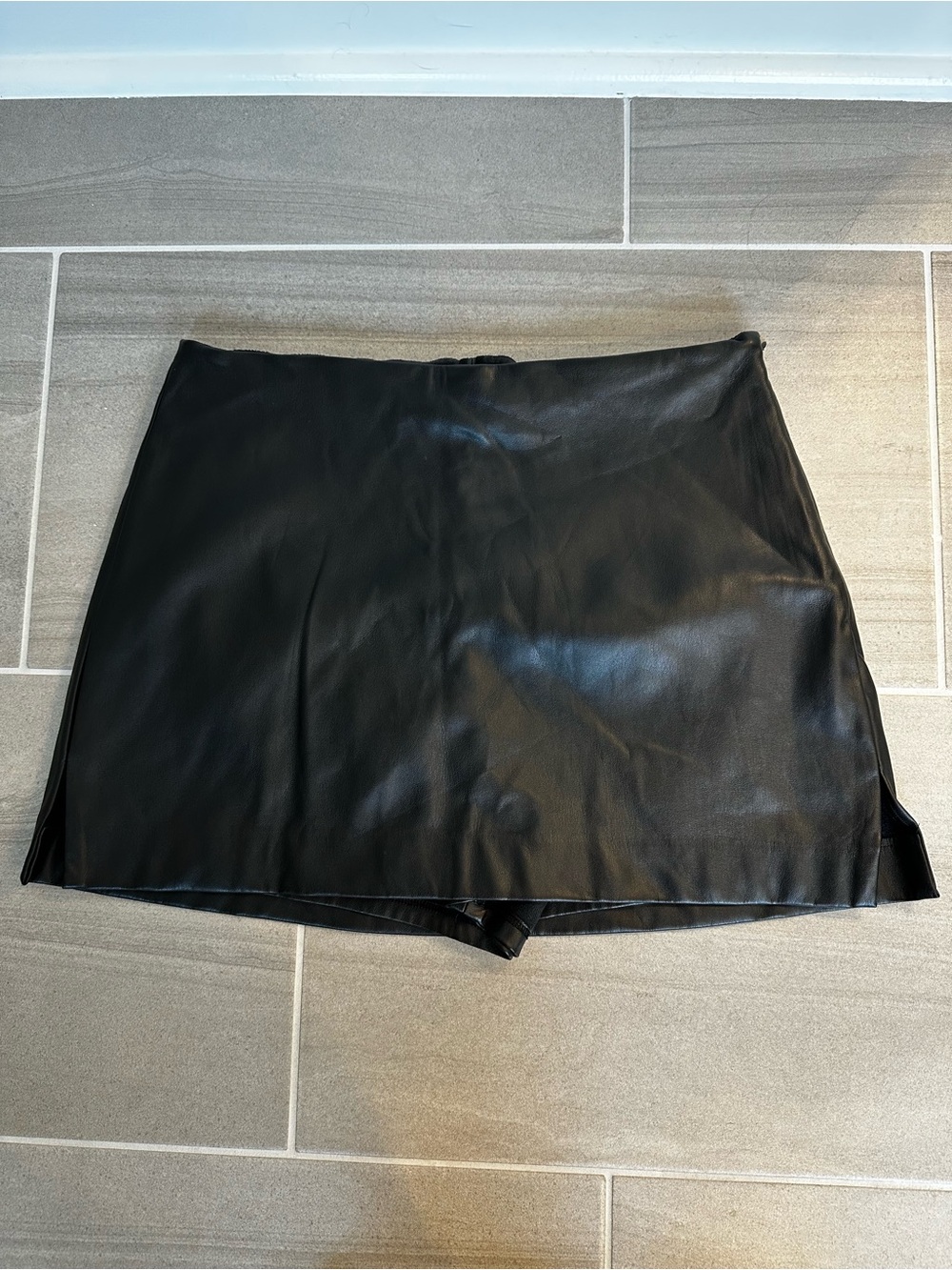 Express Black Faux Leather Mini Skort